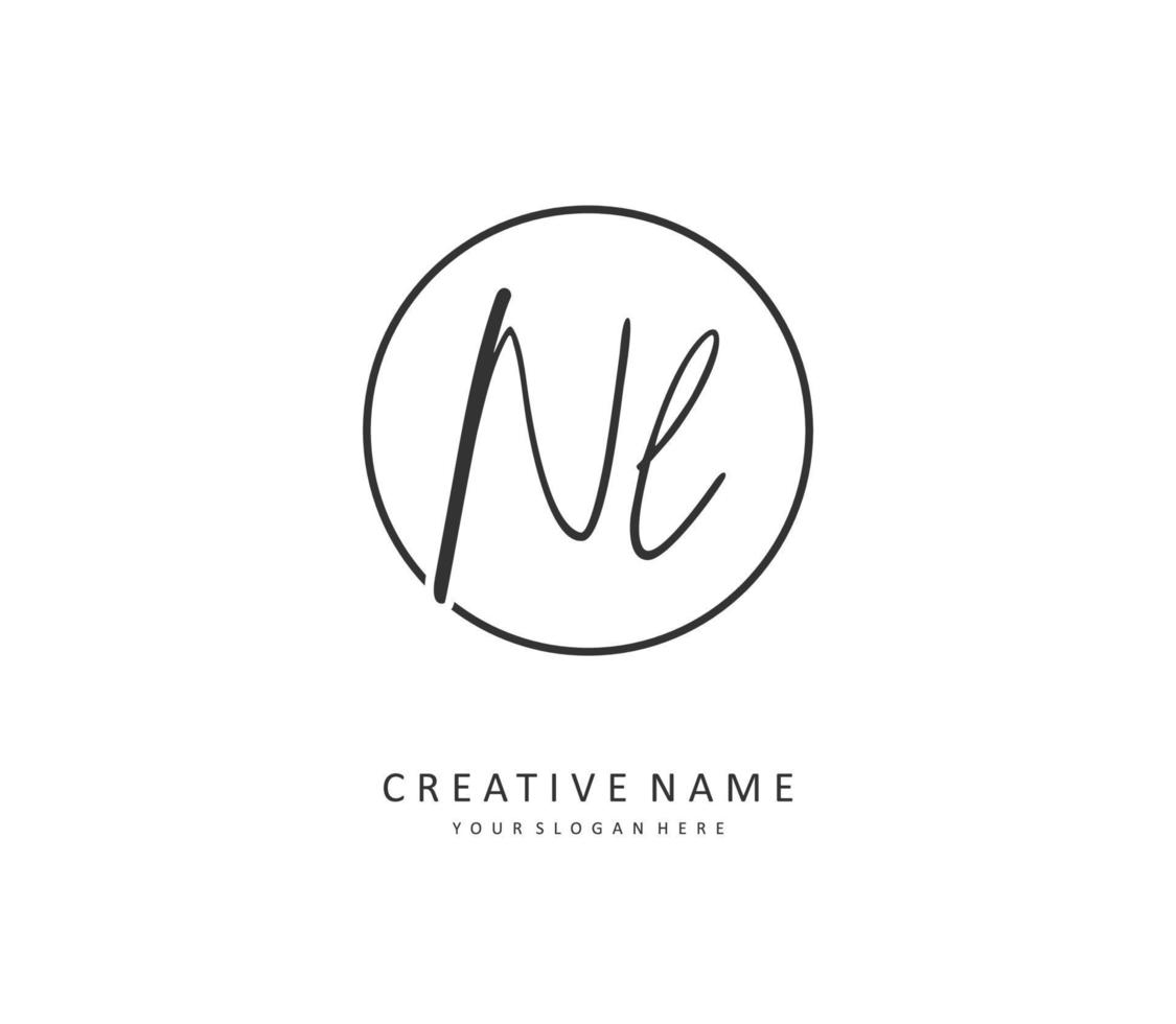 NL Initial letter handwriting and  signature logo. A concept handwriting initial logo with template element. vector