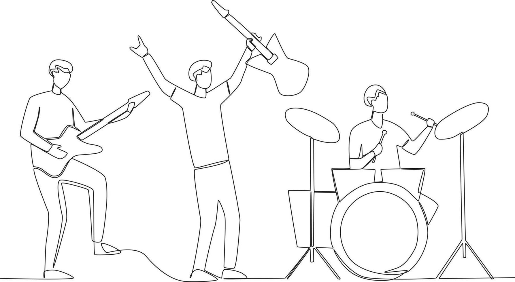 A group of boys playing a music band vector