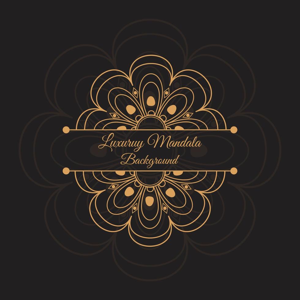 Creative luxury decorative mandala design for mehndi invitation card with black  background vector