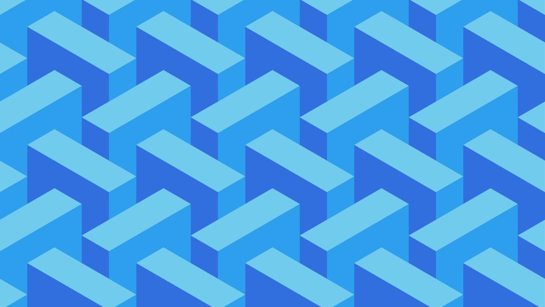 Pattern of 3d optical illusion. Pattern of illusion block. Vector illustration of 3d blue blocks. Geometric illusive for design graphic, background, wallpaper, layout or art