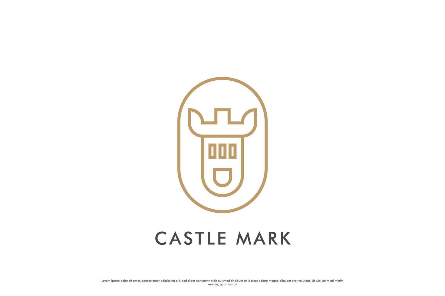 castillo marca logo diseño ilustración. silueta línea de redondo castillo castillo medieval punto de referencia medieval fuerte edificio majestuoso clásico antiguo moderno. antiguo patrimonio palacio estatua creativo idea diseño. vector