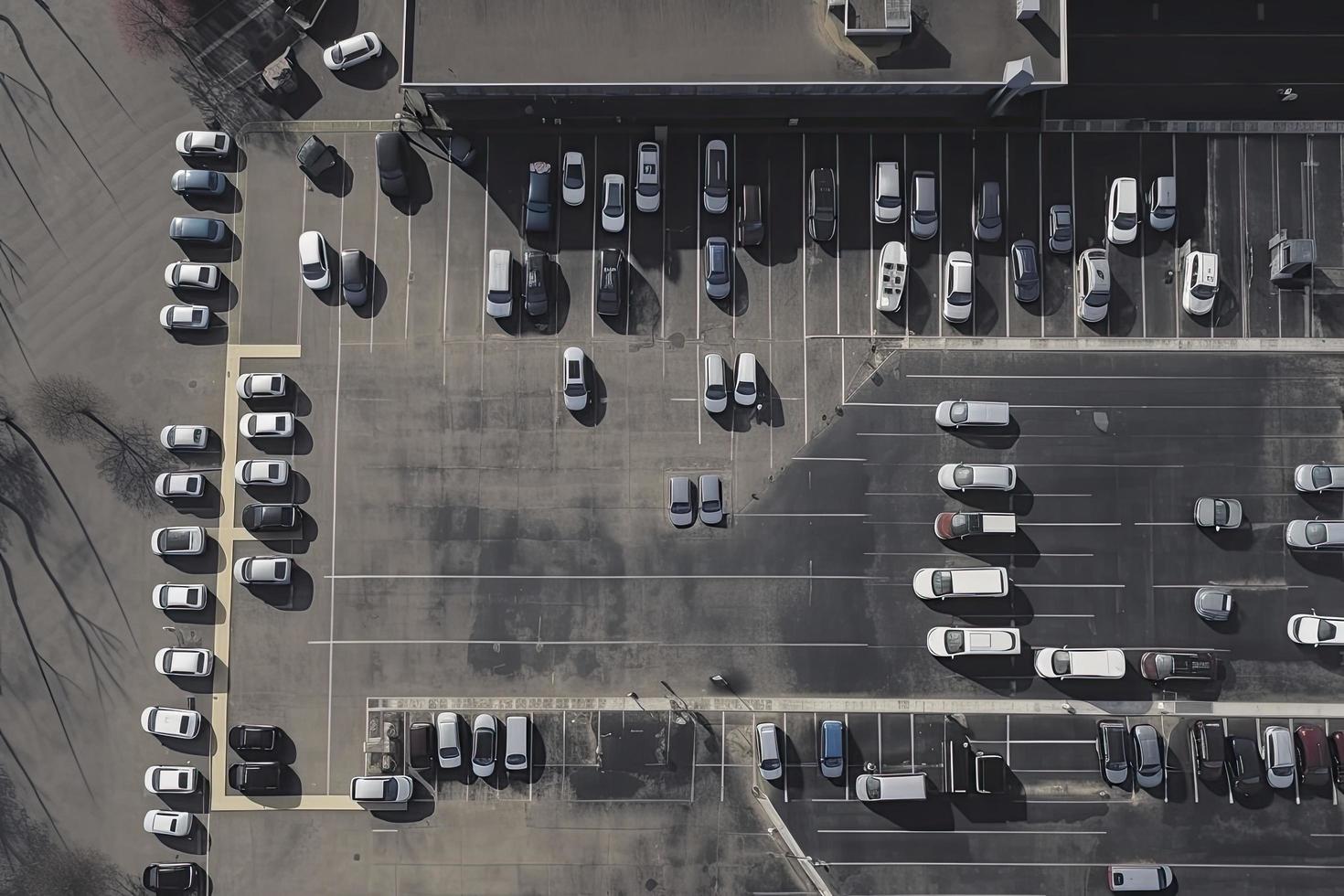 aéreo ver estacionamiento lote y coche foto