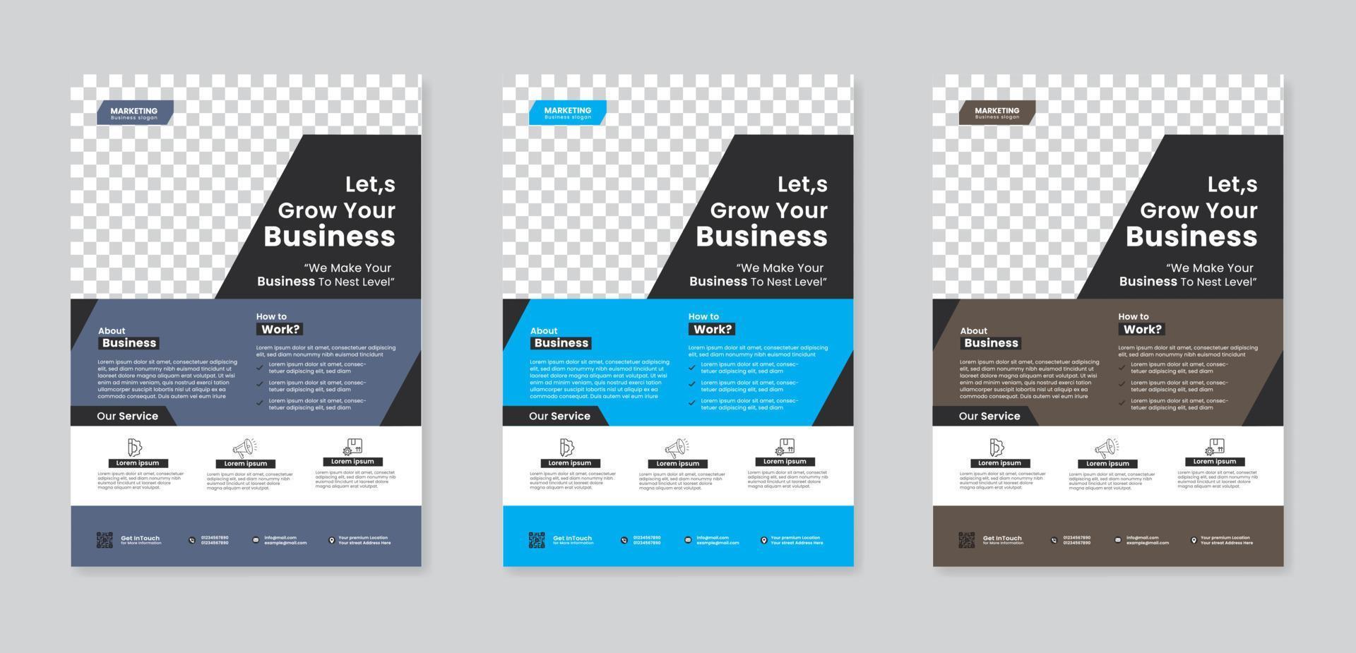 Corporate business flyer template design set with blue, magenta, advertise, marketing, business proposal, promotion, publication, Vector eco flyer, IT Company flyer , Geometric shape, and leaflets.