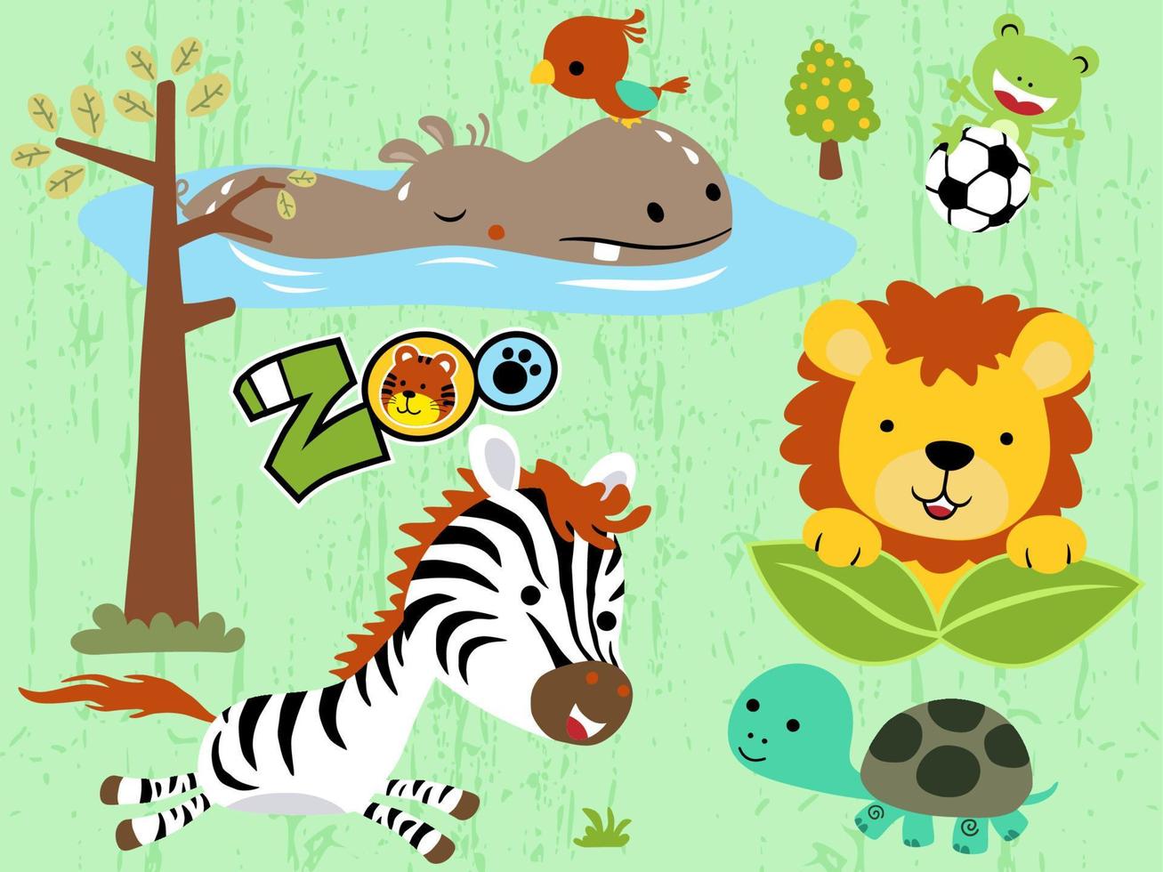 Vector set of funny animal cartoon in different activity