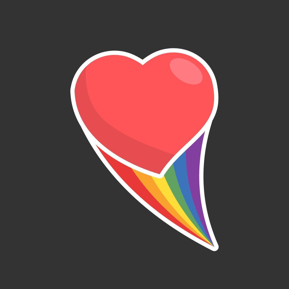 Heart icon with rainbow flag tail. Lgbt support and love design. Lesbian, Gay, Bisexual, Transgender representation symbol. vector