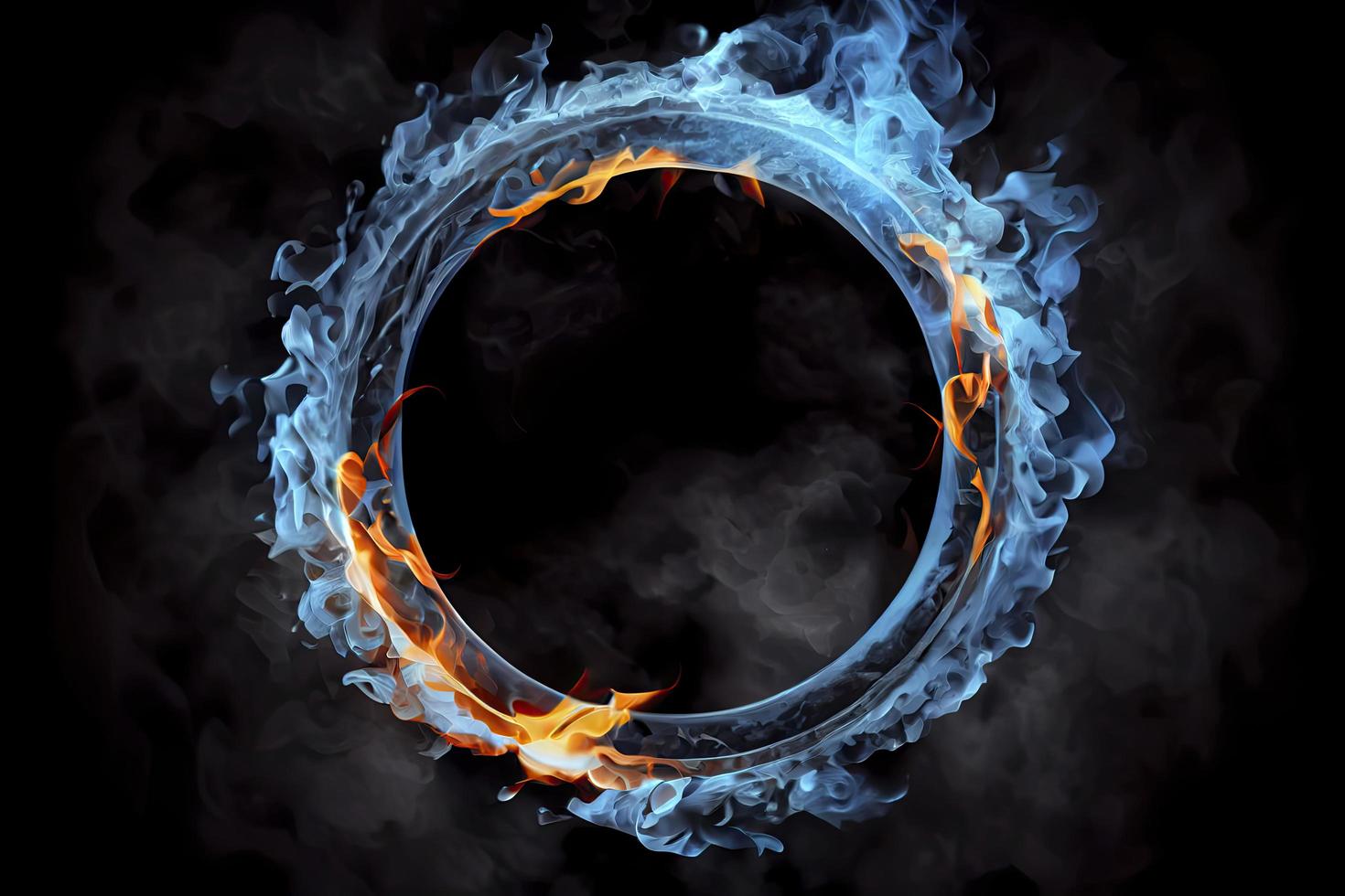 Blue ring of Fire. with a lot of copy space photo