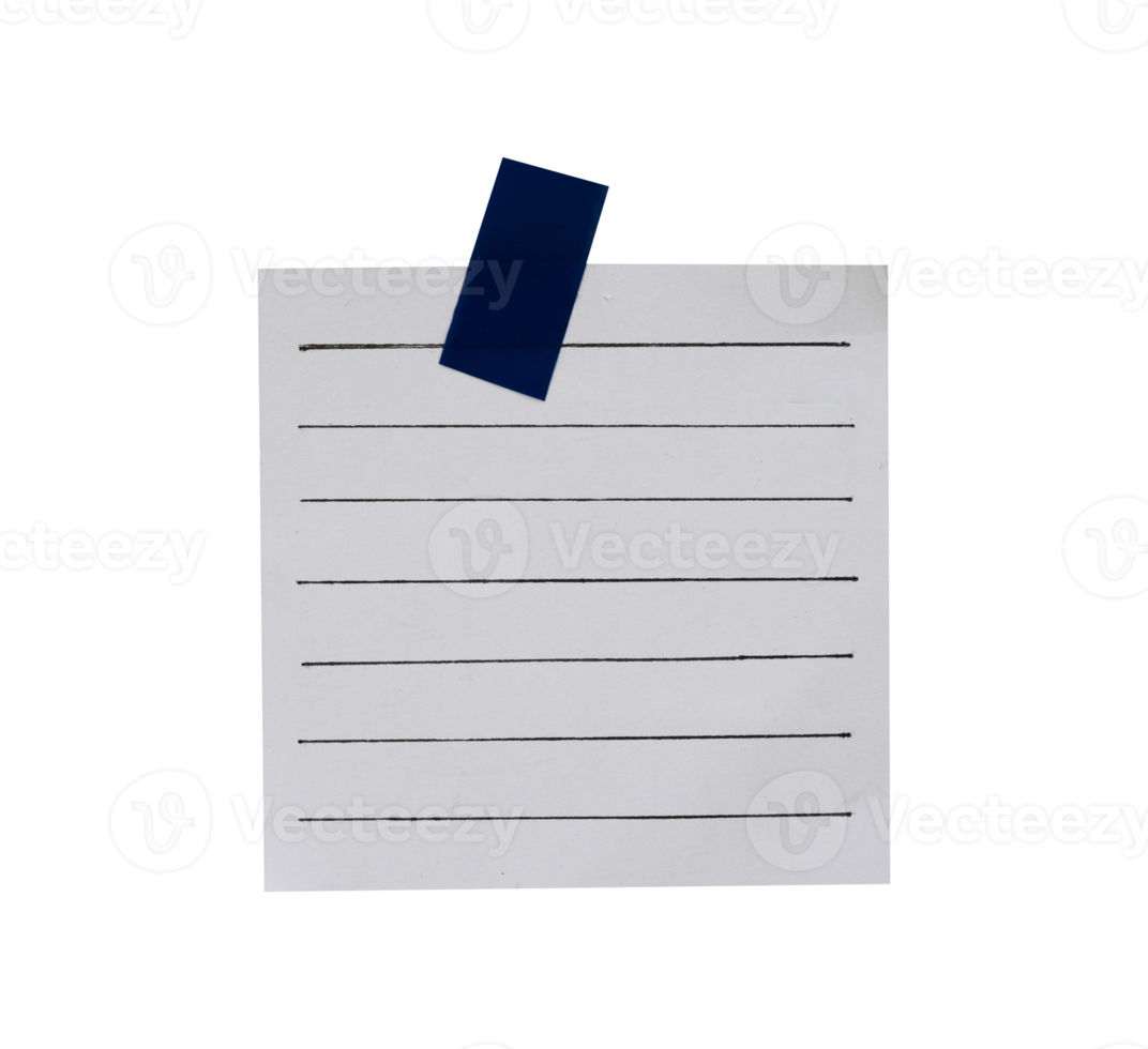 blank white note paper with black tape png