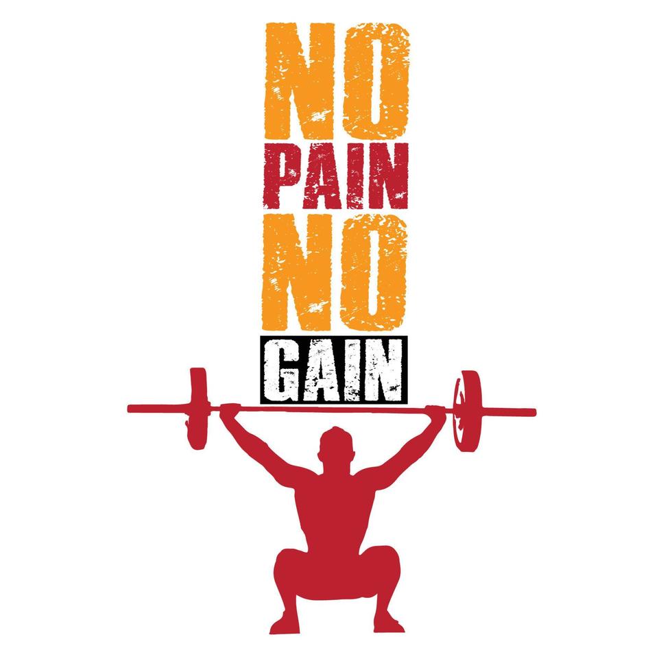 Everyday no pain no gain workout poster set vector illustration Gym motivational template