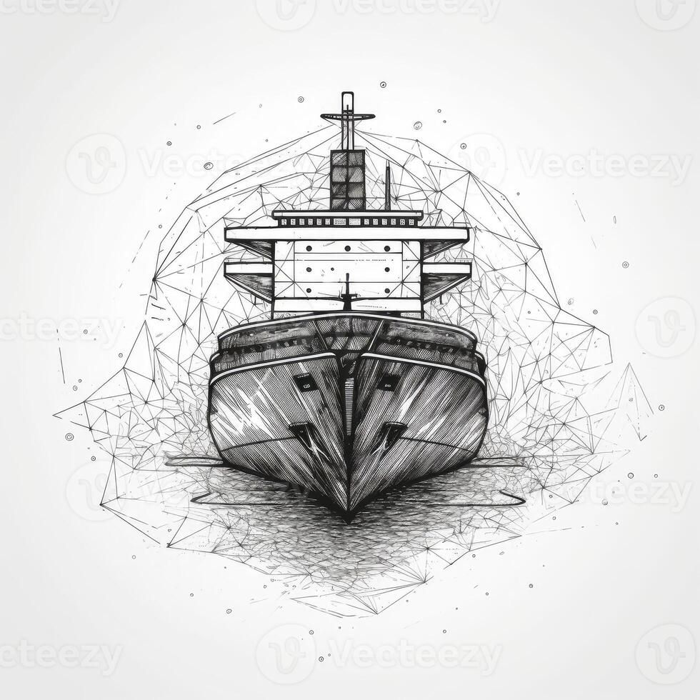 Sailing ship vintage illustration on logo badge. Created with . photo