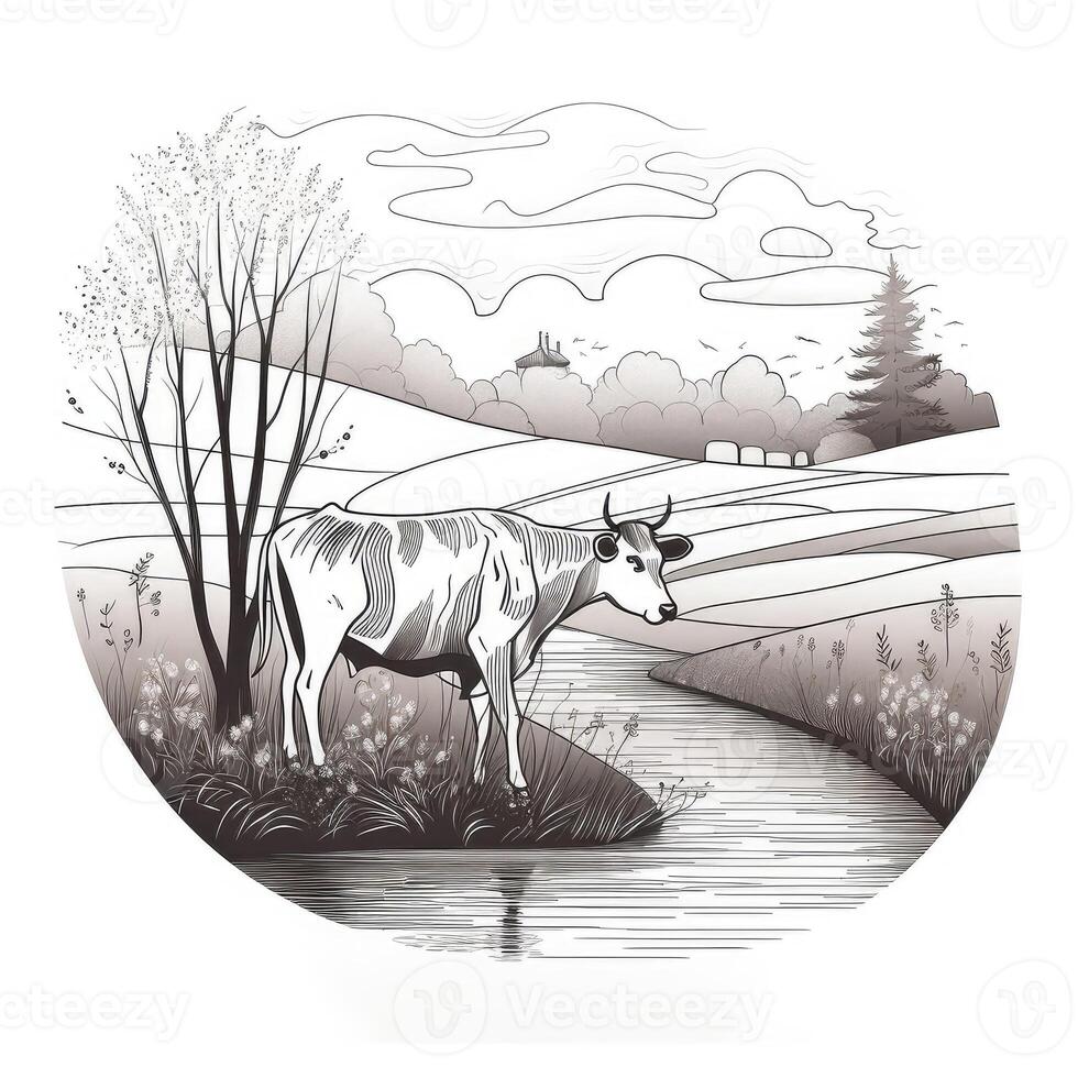 bosquejo de toro, mano dibujado ilustración. creado con generativo ai. foto