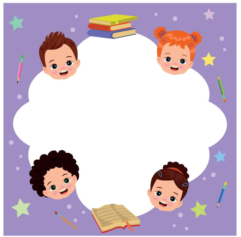 Funny Kids Posing With A Blank Frame vector