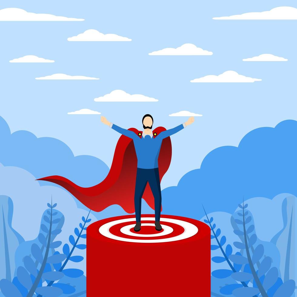 Leader concept, standing proud and strong. Business management and boss concept. proud of his achievement, Leader of successful super heroes on the podium, Vector illustration.