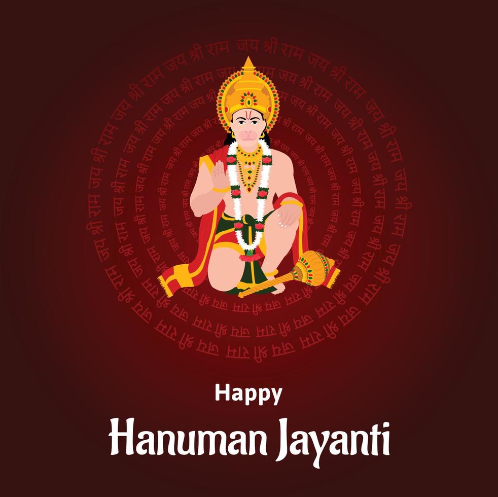 Happy Hanuman Jayanti Indian Hindu Festival Celebration Vector Design