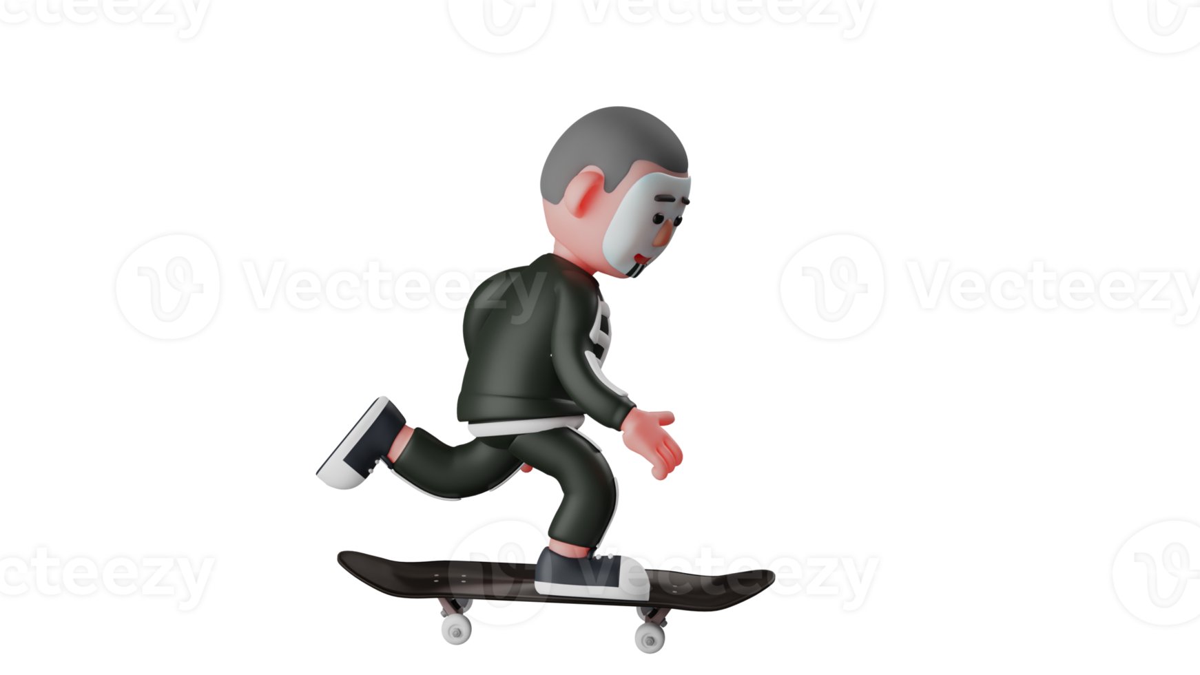 3d Illustration. agil Skelett 3d Karikatur Charakter. Skelett abspielen Skateboard und Aufzug einer Bein. Skelett ist glücklich spielen und Laufen seine Hobby damit weit. 3d Karikatur Charakter png