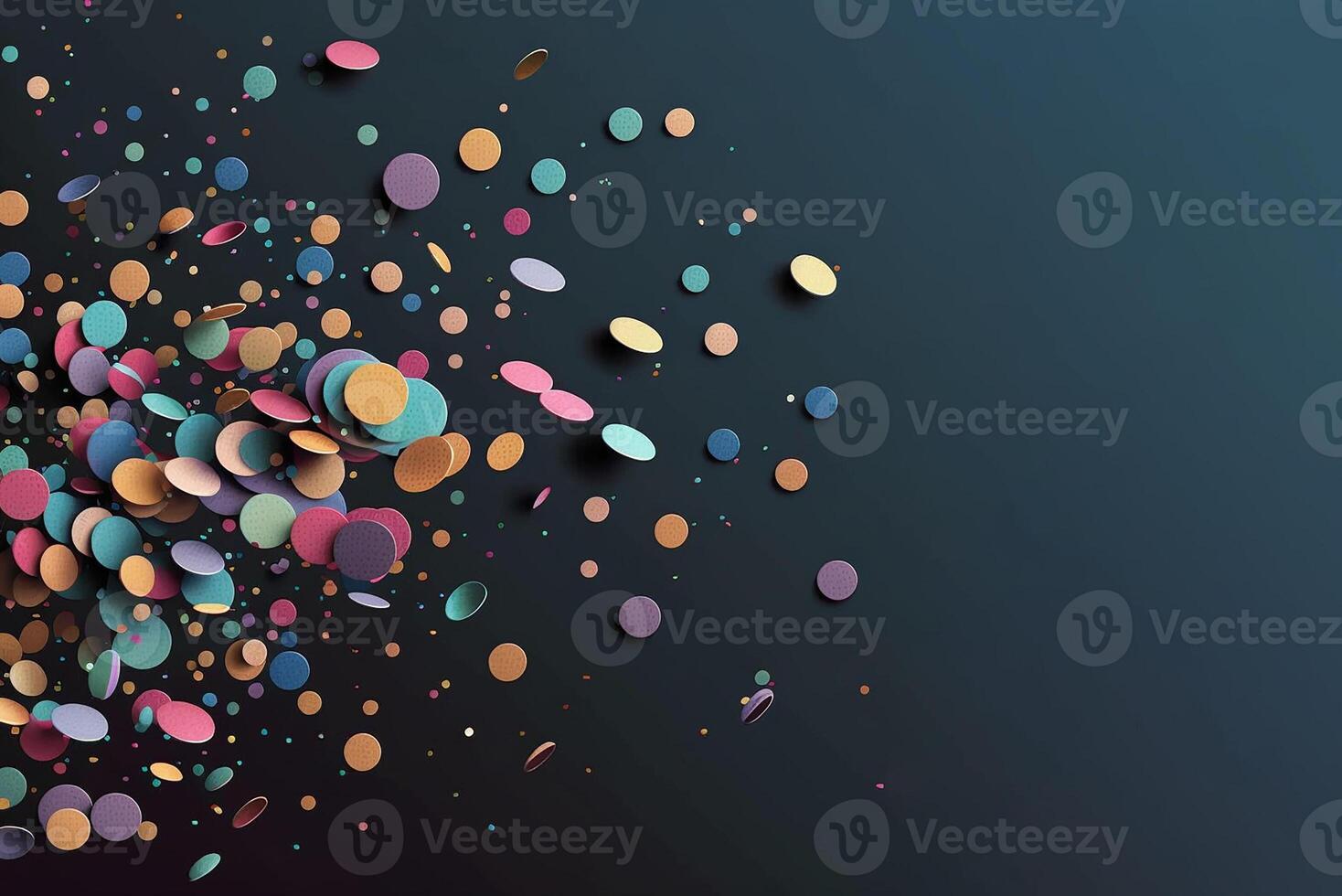 Colorful confetti background. Falling Confetti blur on black background banner with copy space. illustration photo