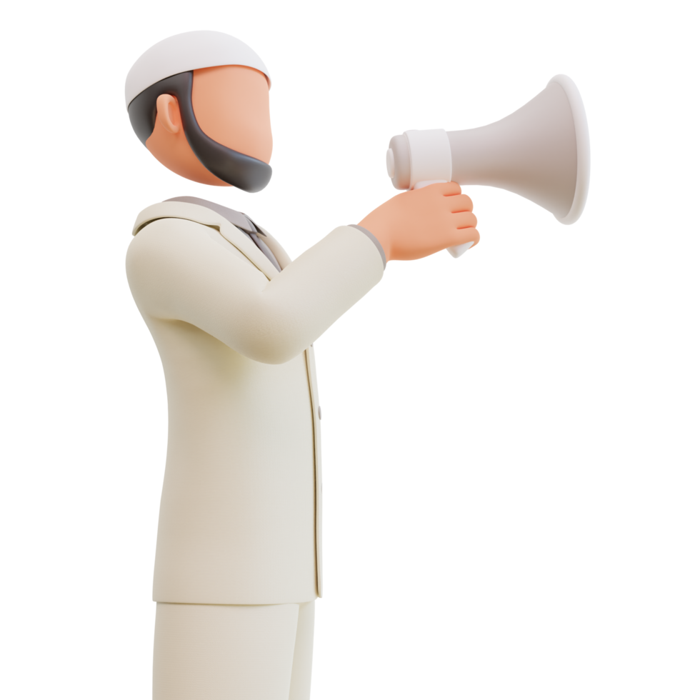 3d rendered businessman with megaphone 3d cartoon Illustration png