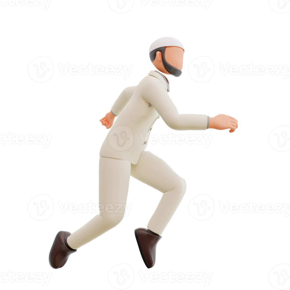 islamique homme d'affaire courir 3d dessin animé illustration png