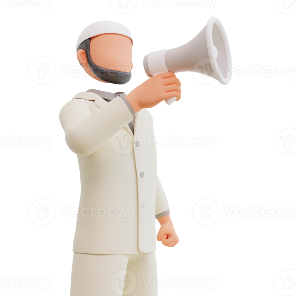 3d rendered businessman with megaphone 3d cartoon Illustration png