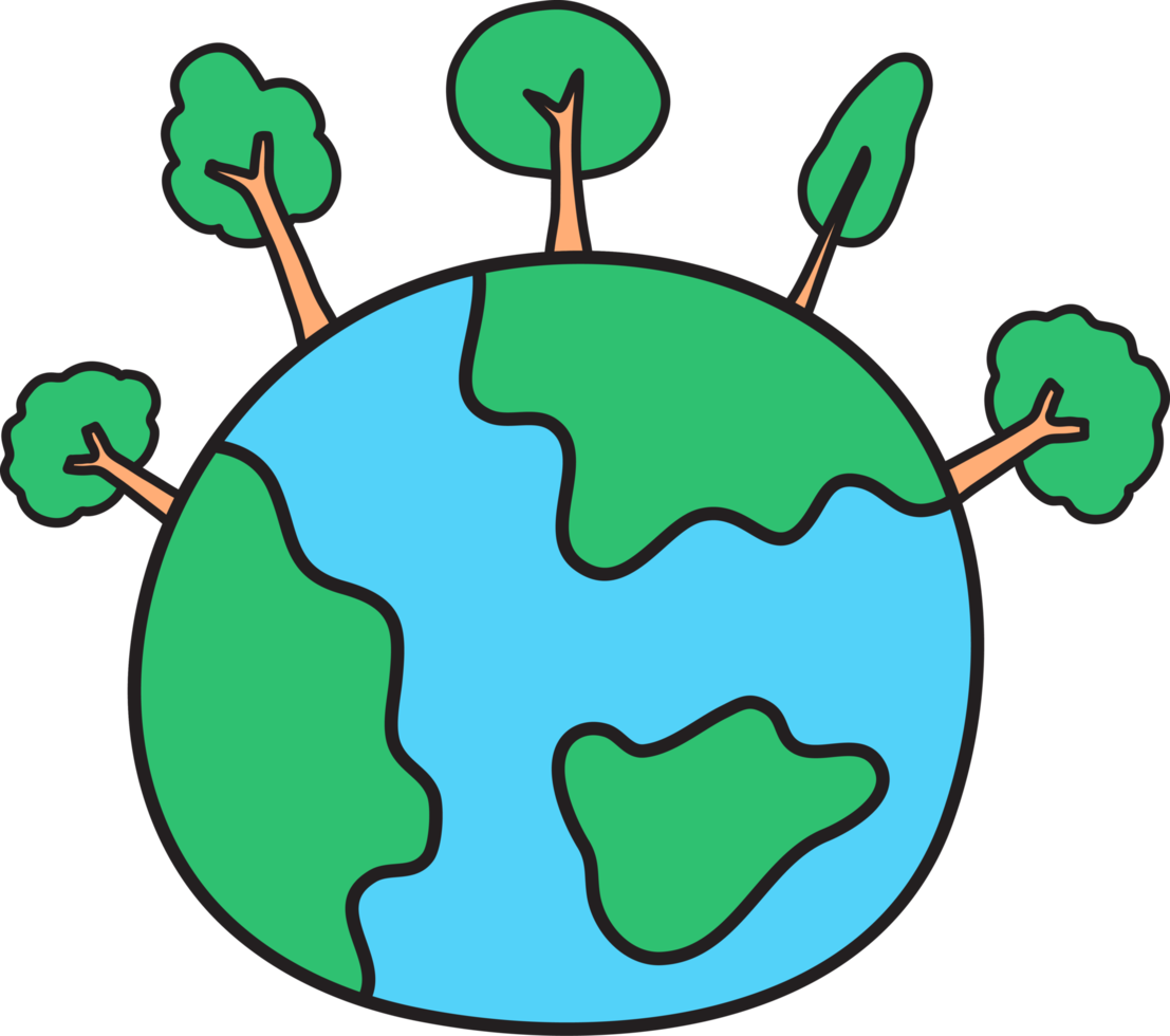 Earth day hand drawn illustration png