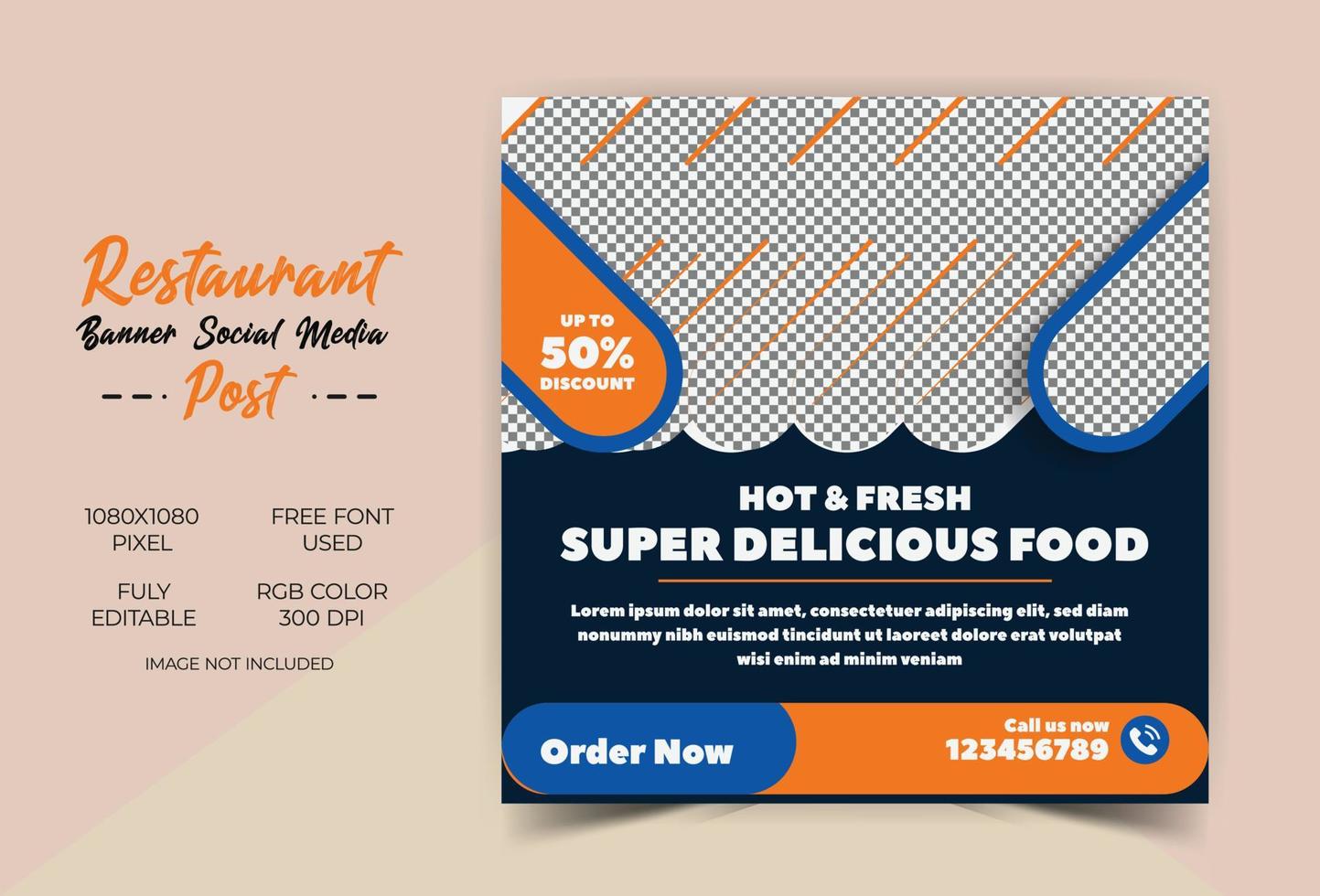 Food Restaurant Social Media Banner post template vector