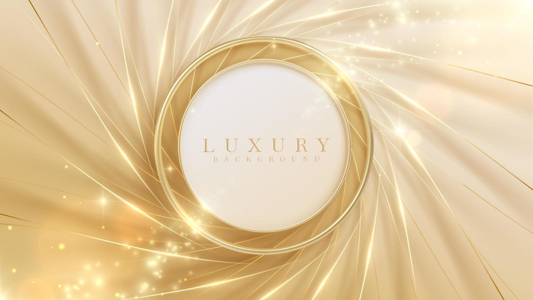 Gold circle frame with golden light effects decoration and bokeh. Luxury modern style background. vector