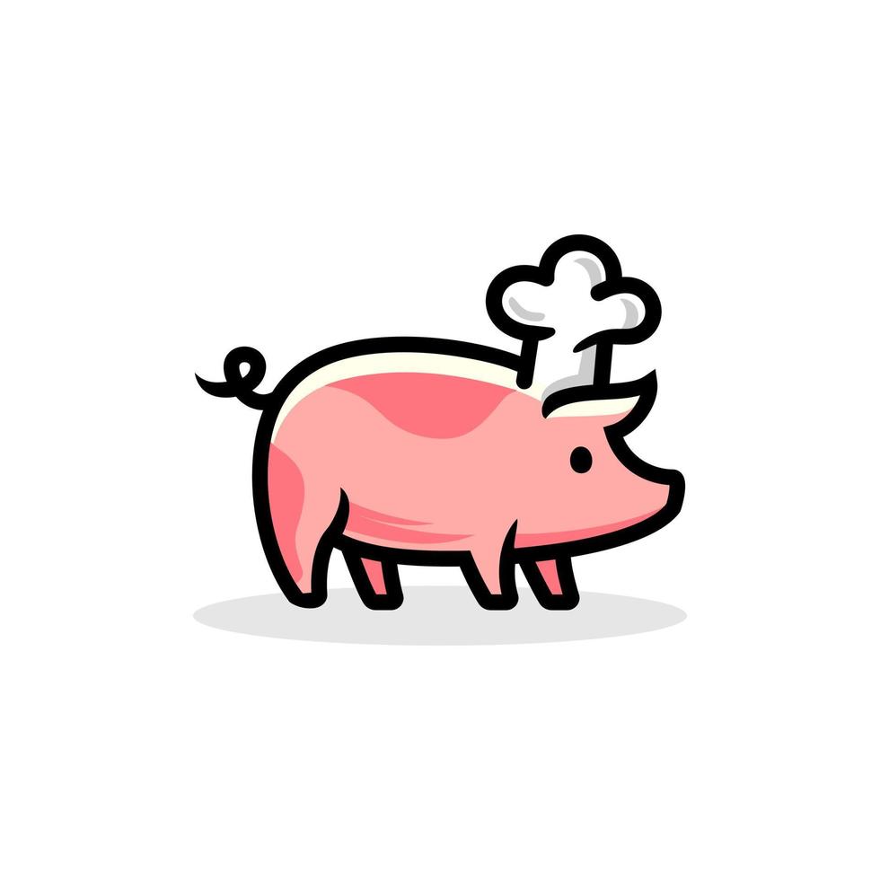 quirky cute pig vector. pig with chef hat mascot logo design. animal cartoon illustration Design with cooking hat accessories . vector