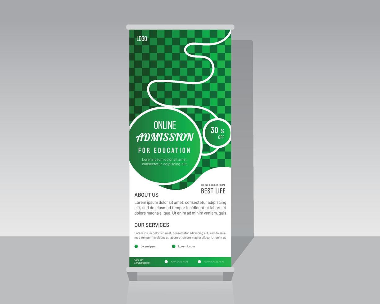 School Admission Roll Up Banner Template Design vector