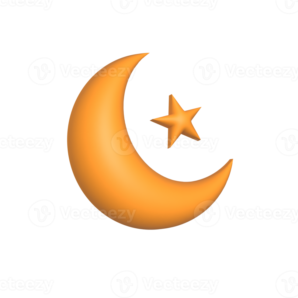3d moon icon illustration suitable for Ramadan, Eid Fitri, Eid Adha and Maulid. png