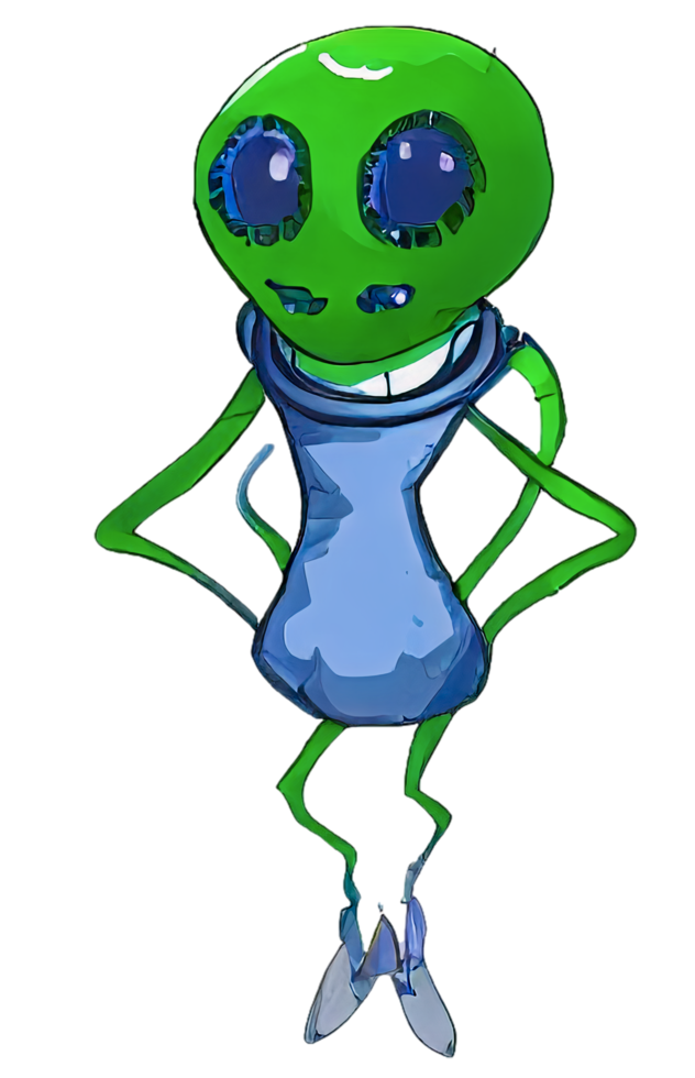 niedliche ufo-alien-zeichentrickfigur png