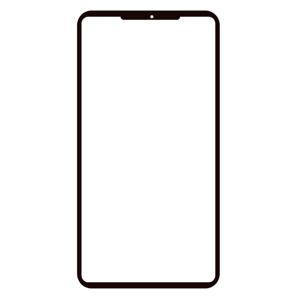 Black smartphone isolated on transparent background. Black Mobile cellphone  isolated on transparent background. png