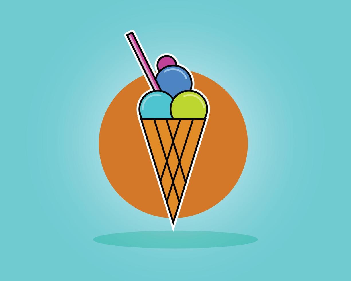 Sweet Treats Colorful Ice Cream Vector Illustration