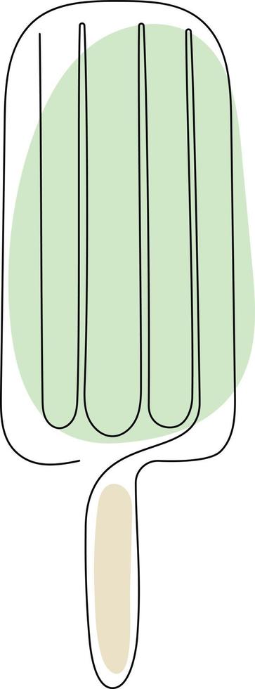 A green ice cream drawing by one continuous line isolated vector