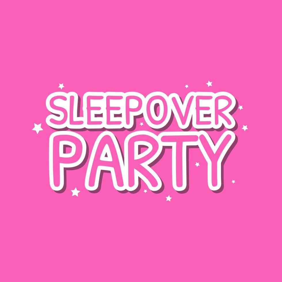 Sleepover Party Girls Fashion Icon Text Banner Design Vector
