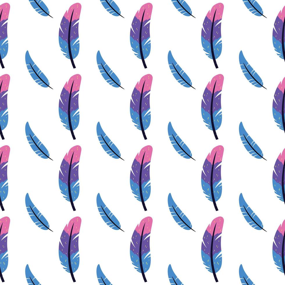 Birds feathers pattern. Feathers seamless pattern vector