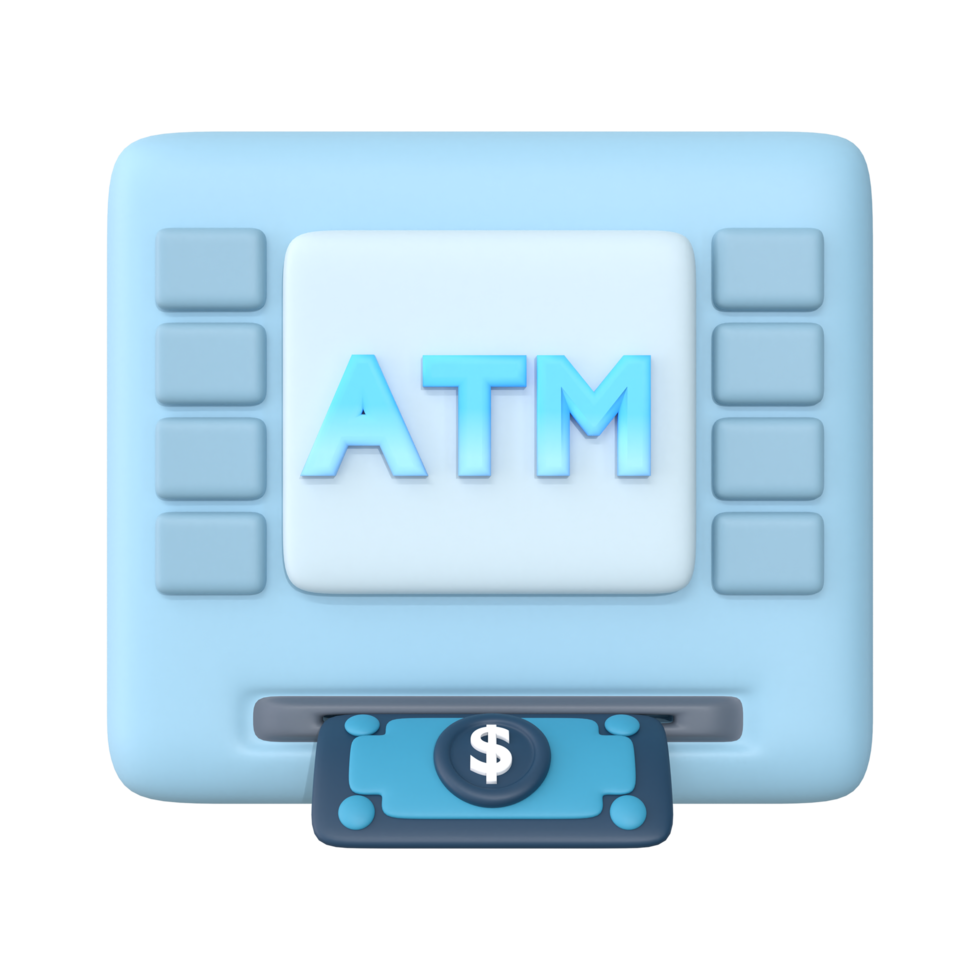 Atm Machine, Travel and airport 3d icon png