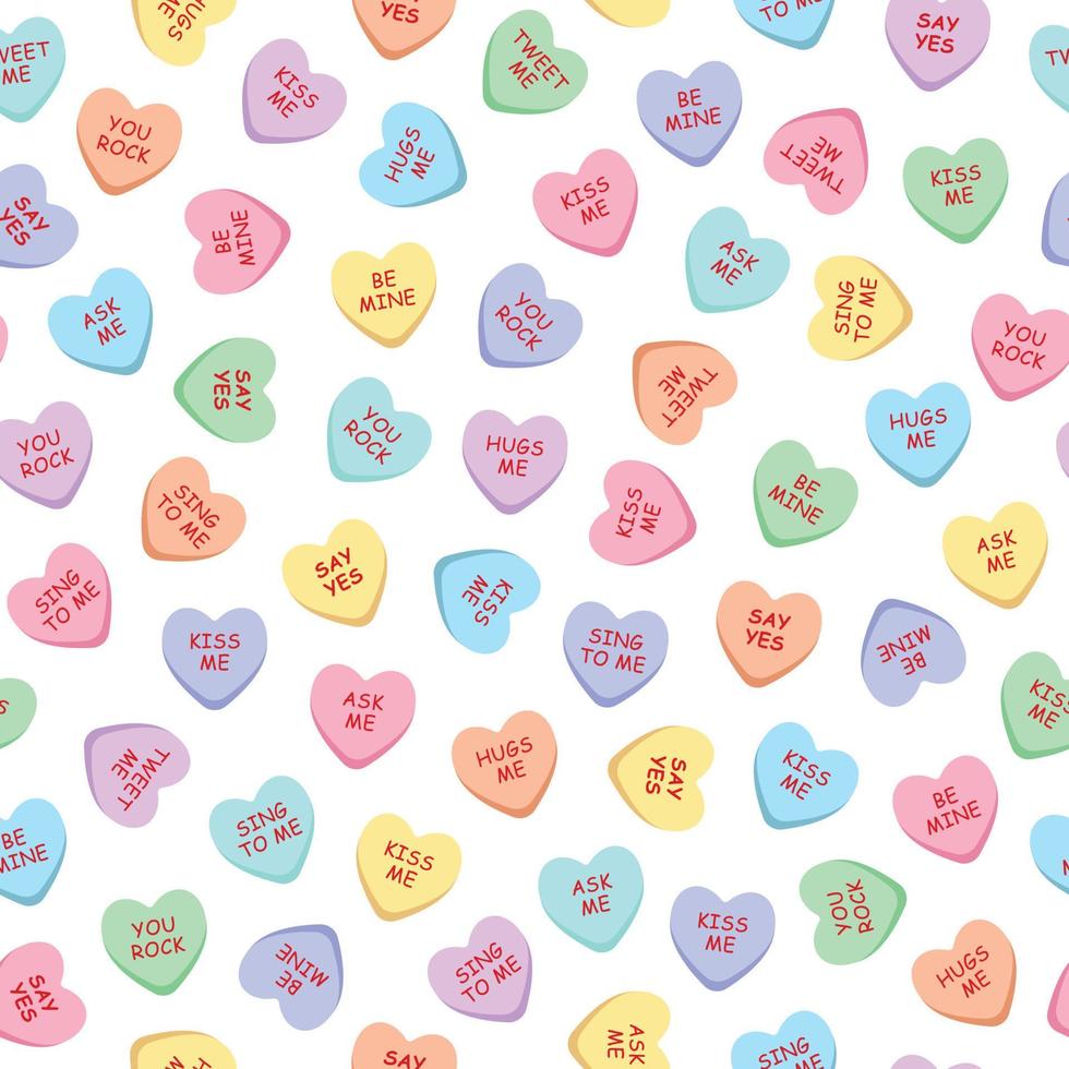 Sweet heart candy seamless pattern. Sweetheart candies for valentines day vector