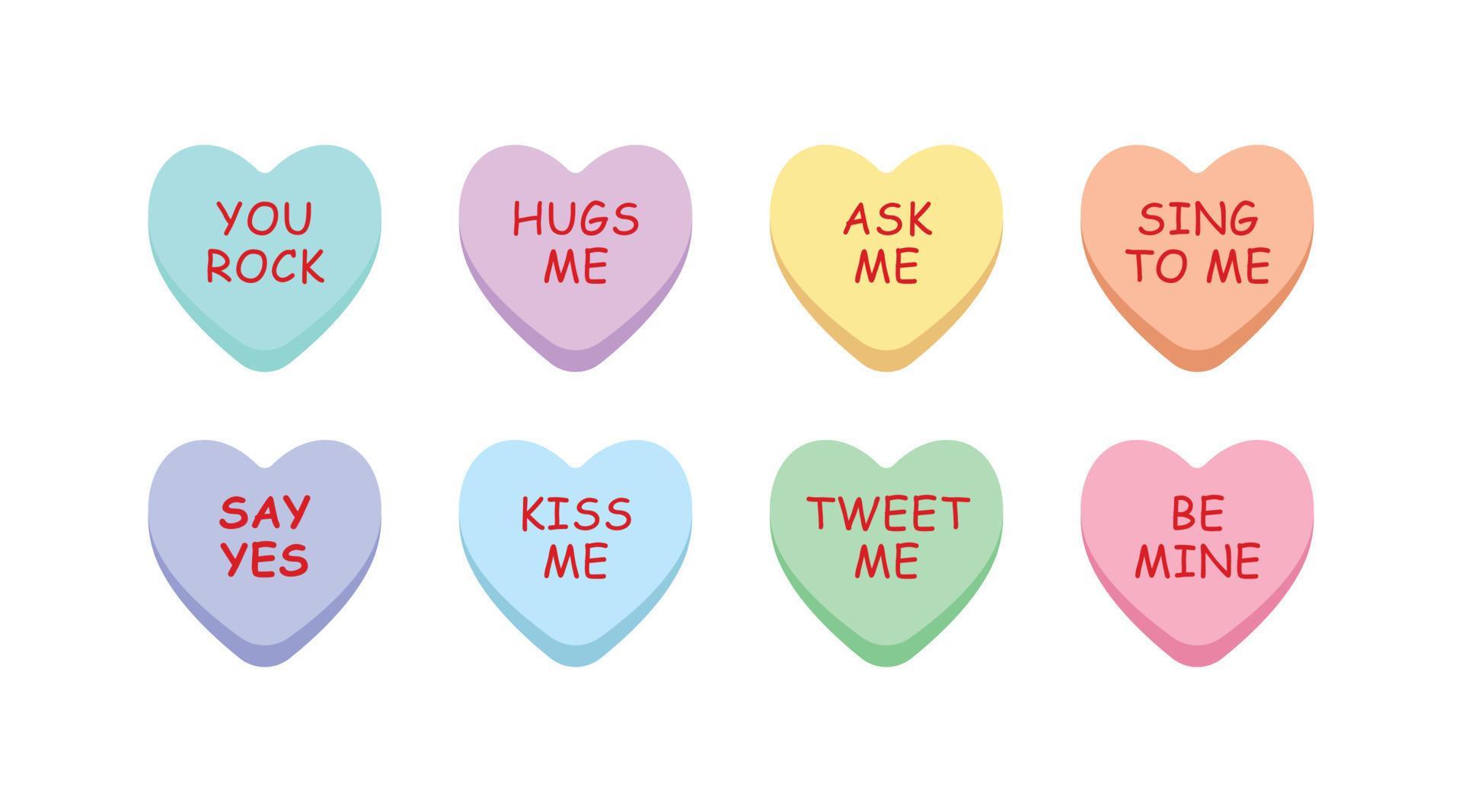 Set Of Sweet Heart Candy Isolated On White Background Sweetheart 
