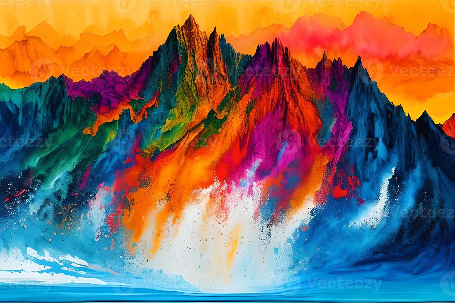 Water color or oil painting fine art illustration of abstract colorful