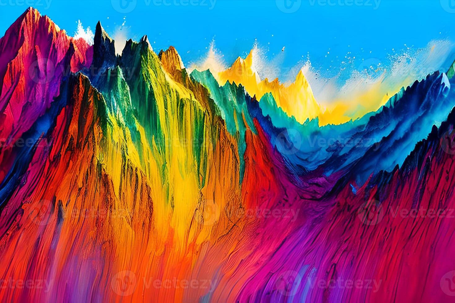 Water color or oil painting fine art illustration of abstract colorful
