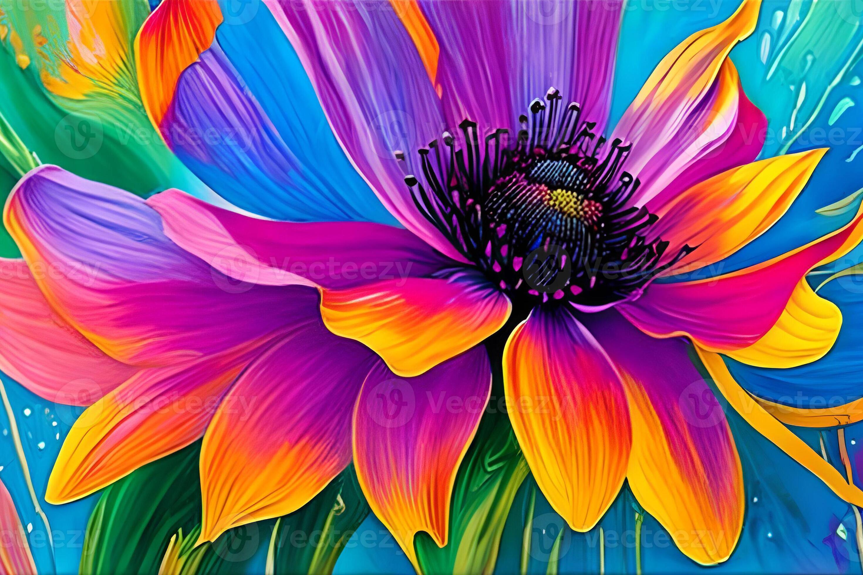 Water Color Or Oil Painting Fine Art Illustration Of Abstract Close Up 
