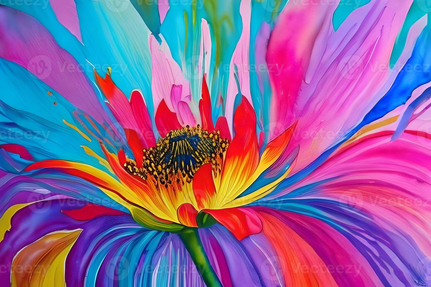 agua color o petróleo pintura multa Arte ilustración de resumen cerca arriba vistoso naturaleza y floreciente floral flores impresión digital Arte. foto