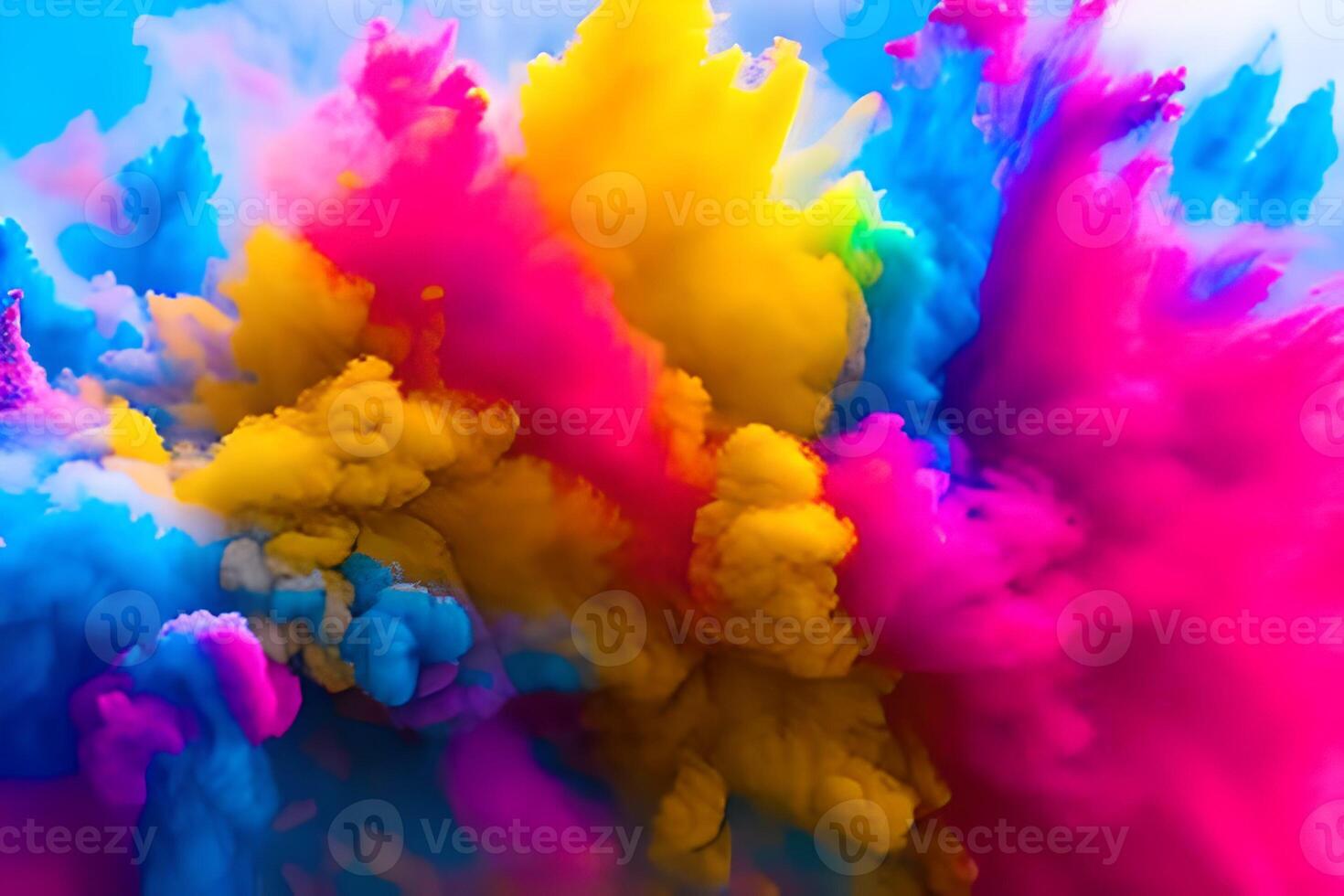 Explosion of colored powder abstract colored background. Multicolor splash of particles festival of colors powder burst exploding and splashing powder. Holy festival. photo