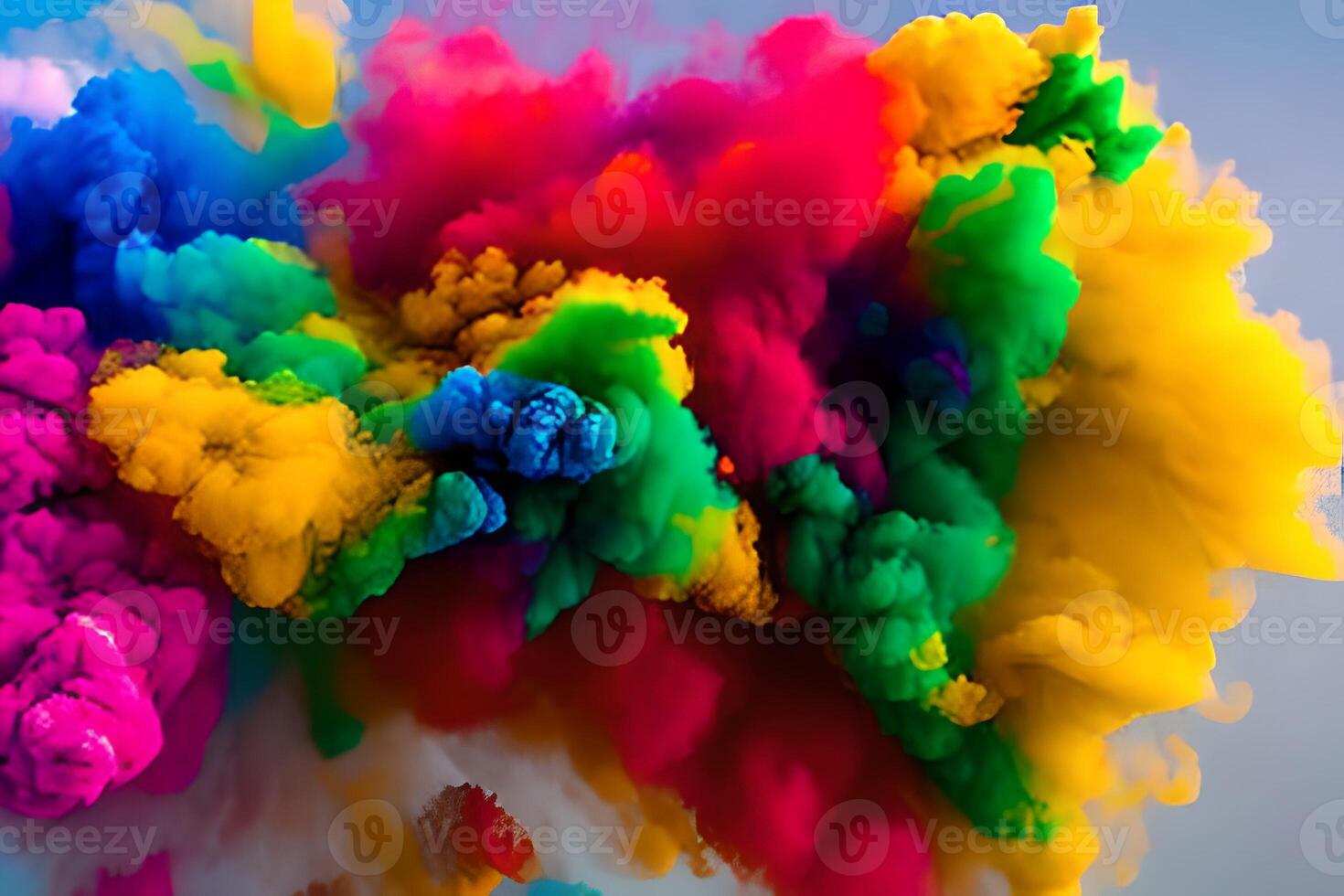 Explosion of colored powder abstract colored background. Multicolor splash of particles festival of colors powder burst exploding and splashing powder. Holy festival. photo