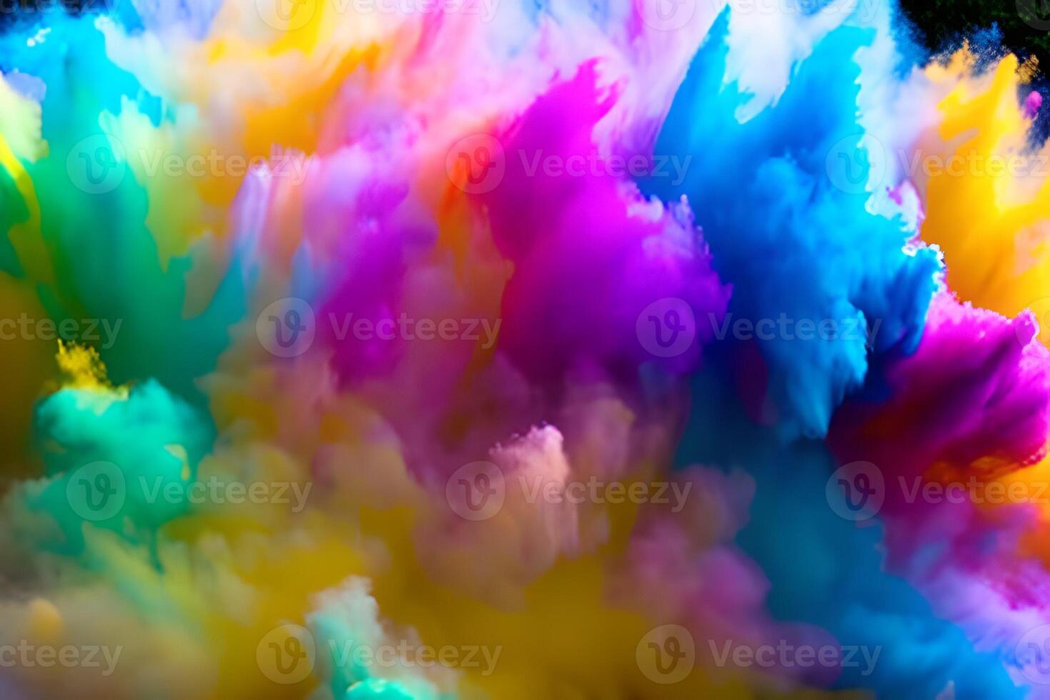 Explosion of colored powder abstract colored background. Multicolor splash of particles festival of colors powder burst exploding and splashing powder. Holy festival. photo