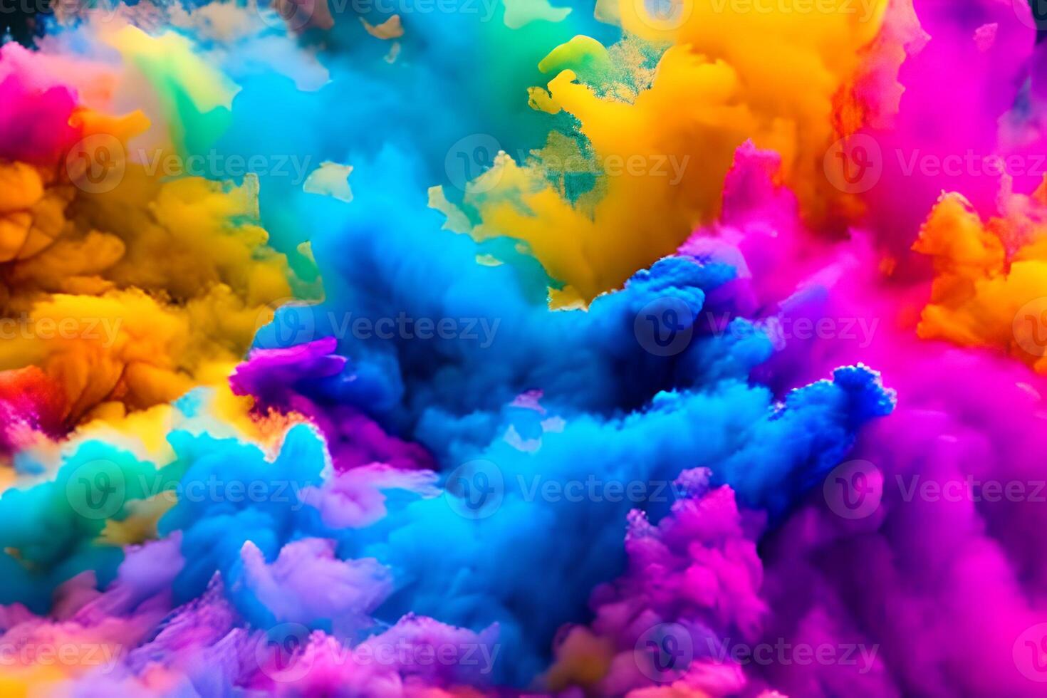 Explosion of colored powder abstract colored background. Multicolor splash of particles festival of colors powder burst exploding and splashing powder. Holy festival. photo