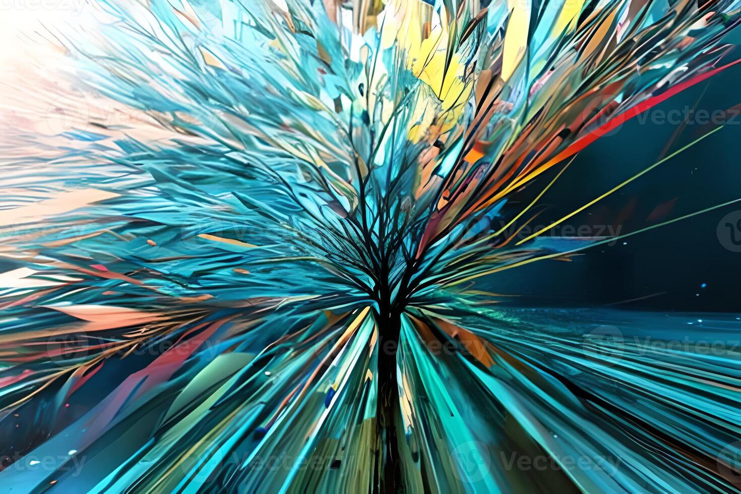 Contemporary acrylic painting fine art illustration of abstract magical colorful tree artistic print digital art. Oil painting. photo