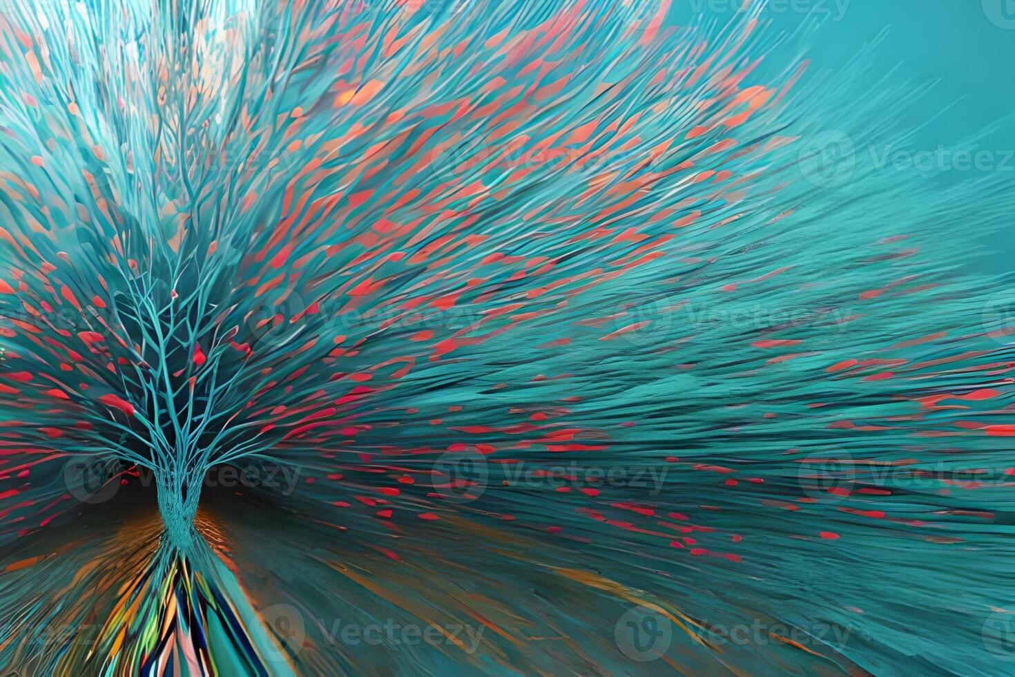 Contemporary acrylic painting fine art illustration of abstract magical colorful tree artistic print digital art. Oil painting. photo