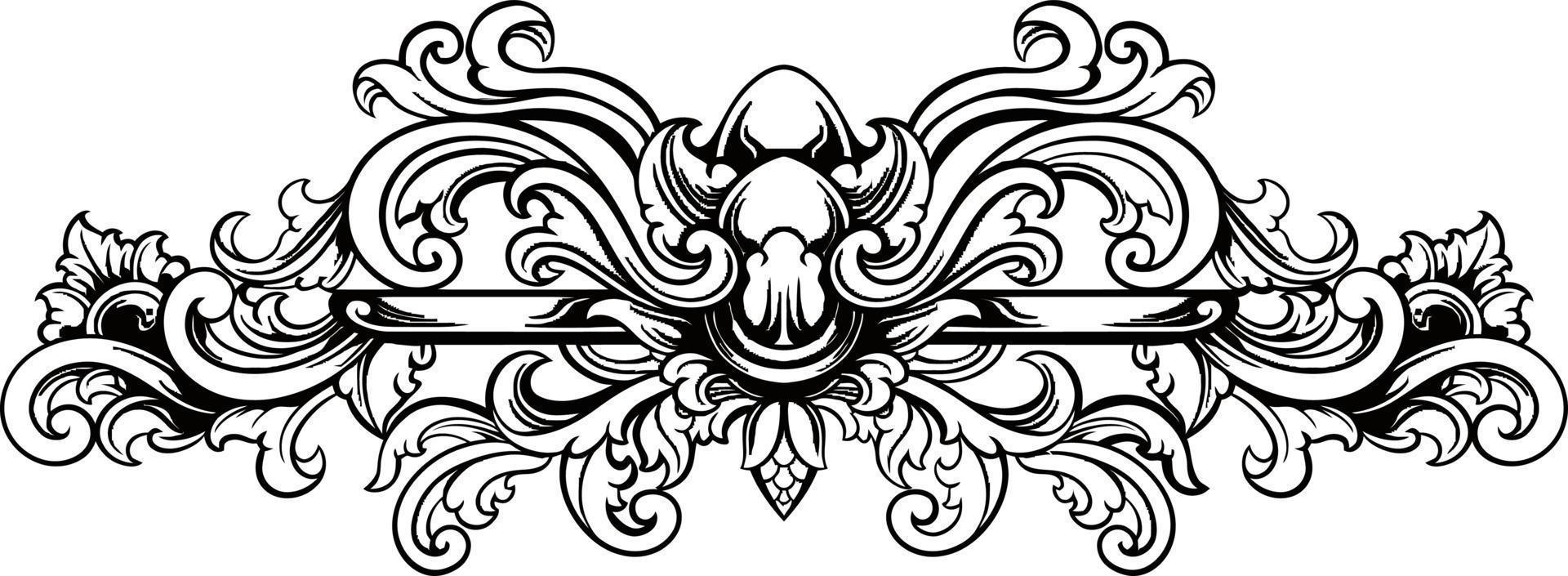 Line art of beautiful carved decorative ornament vector