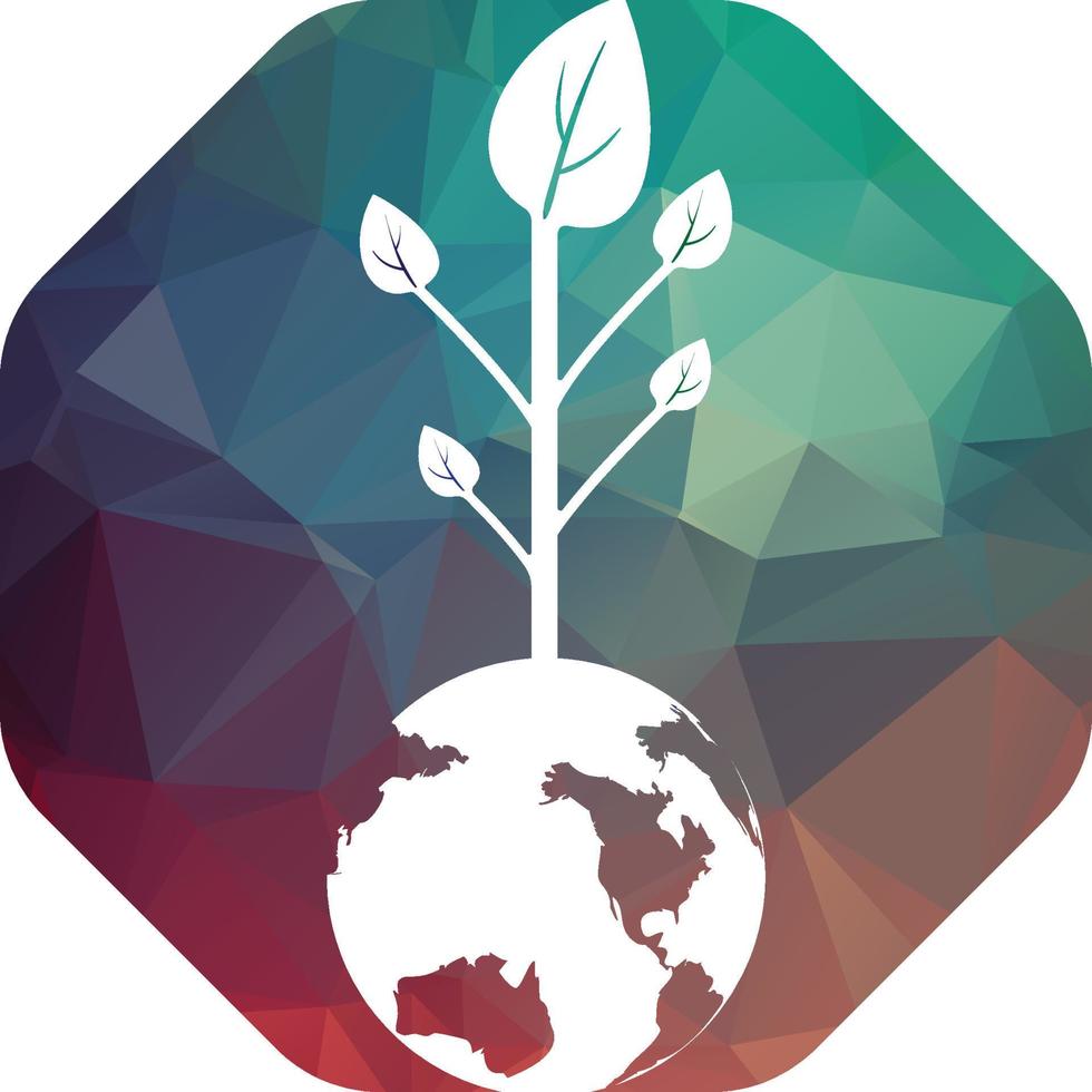 Globe tree vector logo design template. Planet and eco symbol or icon.