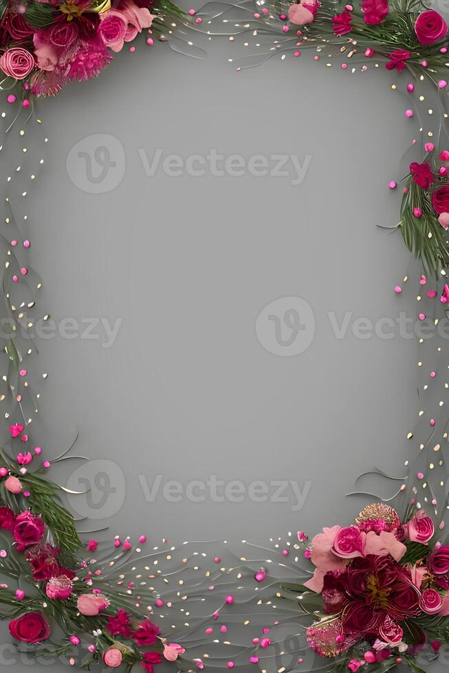 Colorful simple floral decoration, tiny flower illustration, background template, creative arrangement of nature and flowers. Good for banner, wedding card invitation draft, design element, and other. photo